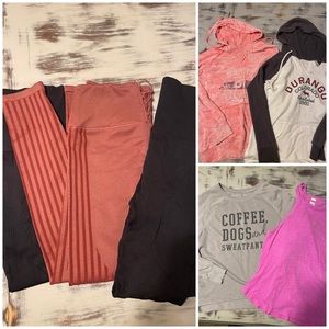 Bundle of 3 sweatshirts, 1 tank and 3 leggings